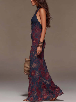 Lía | Vestido largo floral con encaje y silueta sirena