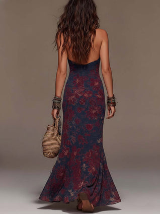 Lía | Vestido largo floral con encaje y silueta sirena