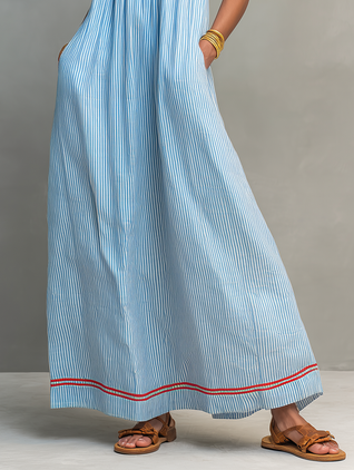 Mar | Vestido largo de rayas con tirantes finos