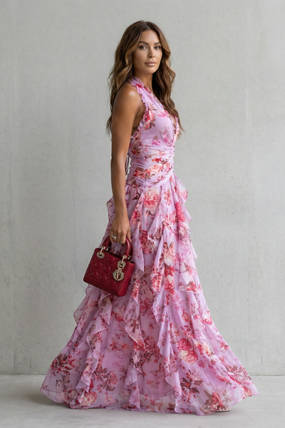 Marina | Vestido largo halter con caída fluida