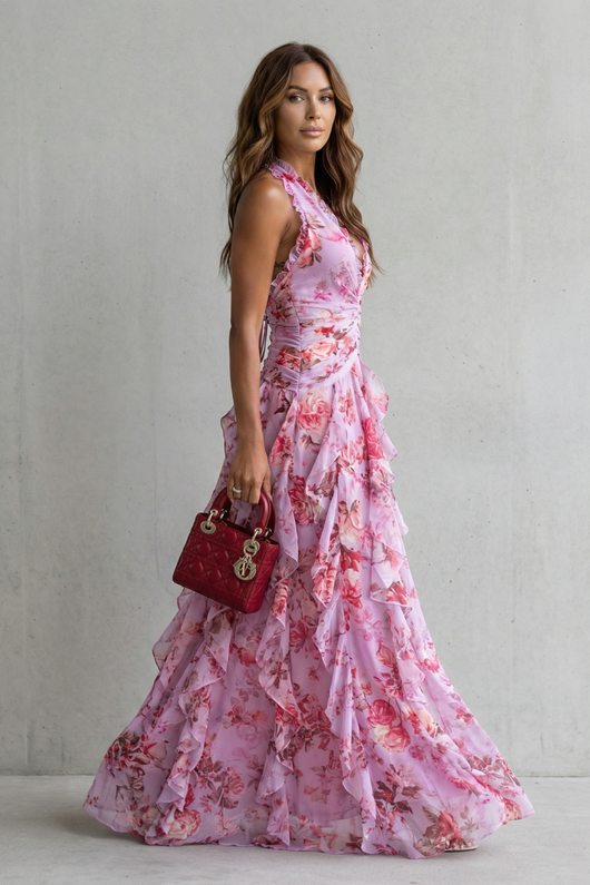 Marina | Vestido largo halter con caída fluida