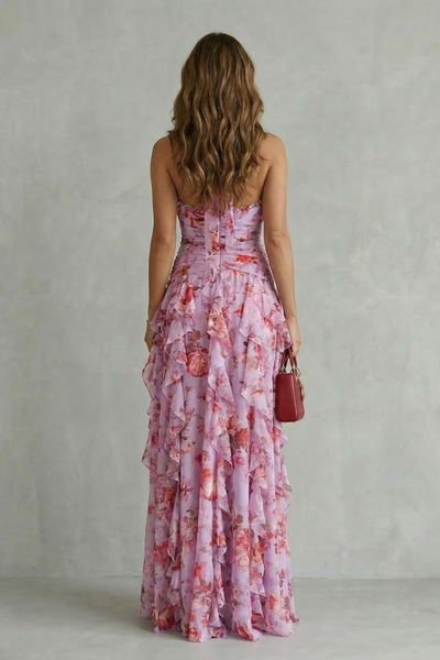 Marina | Vestido largo halter con caída fluida