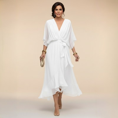 Mónica | Vestido de chiffon con escote en V