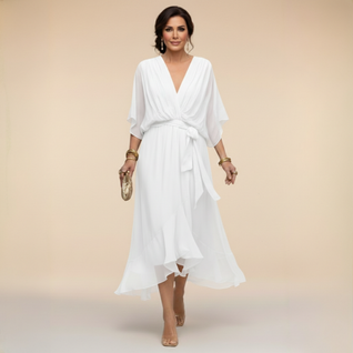 Mónica | Vestido de chiffon con escote en V