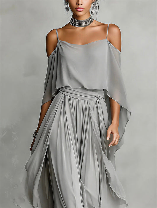 Noa | Conjunto fluido gris de tirantes