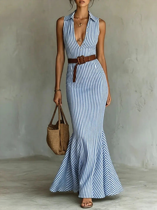 Lidia | vestido de rayas con silueta sirena
