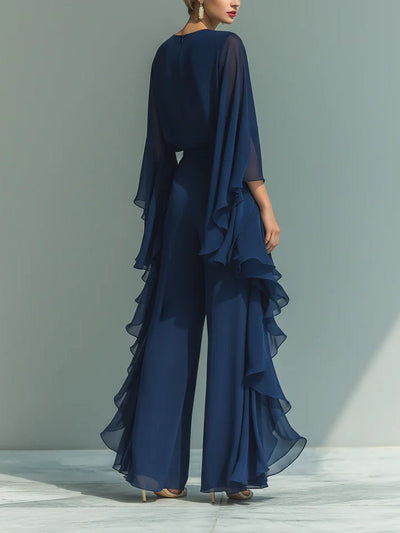 Lara | Conjunto elegante de chiffon con volantes