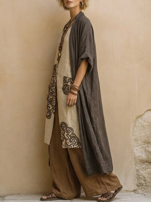 Sara | Conjunto bohemio de tres piezas con estampado tribal