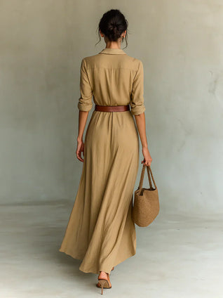 Lorena | Vestido maxi elegante de lino