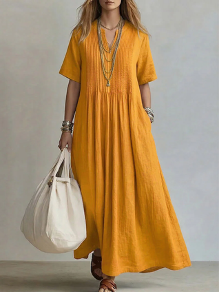 Naroa | Vestido largo fluido con pliegues