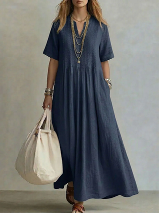 Naroa | Vestido largo fluido con pliegues
